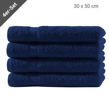 Preview: Gästetücher 4er-Set - 100% luxuriöse Baumwolle 500 g/m² - Weich, saugstark, schnelltrocknend - 30x50 cm Navy - Für Bad & Gäste WC - Waschbar 60°