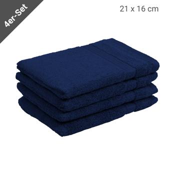 Preview: Waschhandschuhe 4er-Set Frottier Waschlappen Navy - 100% luxuriöse Baumwolle, 500 g/m² - 16x21 cm - Saugstark, hautfreundlich, waschbar 60°