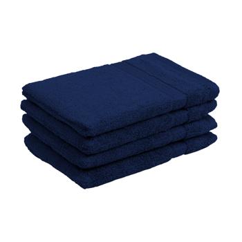 Gants de toilette 16 x 21 cm, 100% coton luxueux, lot de 4 gants de toilette en éponge, bleu marine