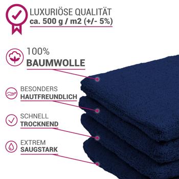 Preview: Gants de toilette 16 x 21 cm, 100% coton luxueux, lot de 4 gants de toilette en éponge, bleu marine