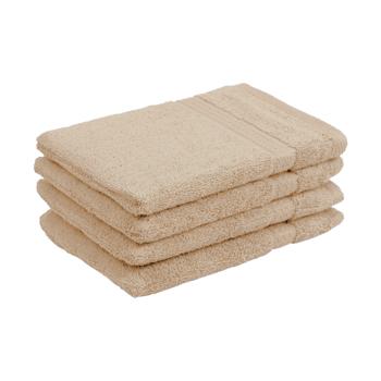 Gants de toilette 16 x 21 cm, 100% coton luxueux, lot de 4 gants de toilette en éponge, beige