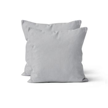 Cotton pillow covers, 2-piece set pillowcase 40 x 40 cm with zipper, silver