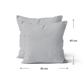 Preview: Cotton pillow covers, 2-piece set pillowcase 40 x 40 cm with zipper, silver