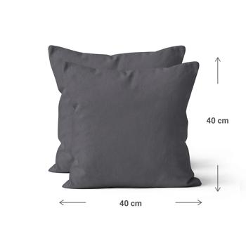 Preview: Federe in cotone, set di 2 Federe 40 x 40 cm con cerniera, antracite