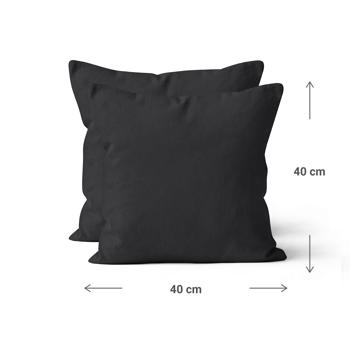 Preview: Federe in cotone, set di 2 federe 40 x 40 cm con cerniera, nero