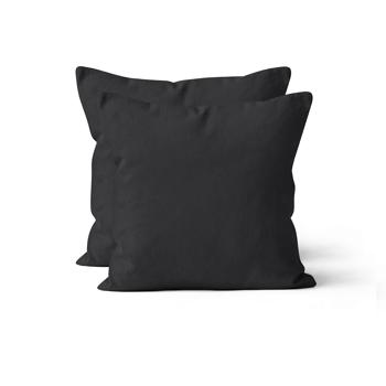 Federe in cotone, set di 2 federe 40 x 40 cm con cerniera, nero