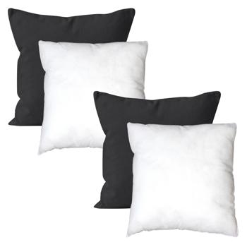 Preview: Fodere per cuscini in cotone, set di 4, 2 fodere e 2 imbottiture, ciascuna 40 x 40 cm, nero