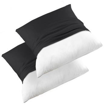 Fodere per cuscini in cotone, set di 4, 2 fodere e 2 imbottiture, ciascuna 40 x 40 cm, nero