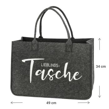 Preview: Sac en feutre Sac favori broderie, sac à provisions, environ 49 x 34 cm