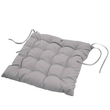 Cuscino per sedia in poliestere trapuntato, cuscino per seduta con nastro, grigio, 40 x 40 cm