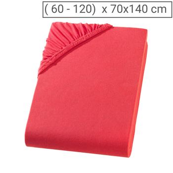 Drap-housse en jersey de qualité pour enfants, 100% coton, rouge, 70 x 140 cm