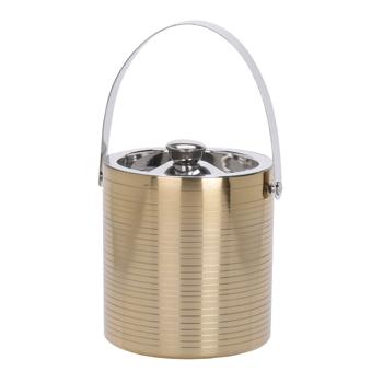 Ice bucket with double wall, stainless steel ice bucket, gold, silver, 15 x 15 x 15.5 cm