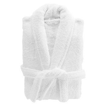Terry bathrobe, sauna robe for him & her, white, one size fits all