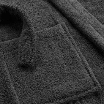 Preview: Bademantel Frottee - Saunamantel für Damen & Herren - Dunkelgrau - Einheitsgrösse mit verstellbarer Taille - 100% Baumwolle - Weich, flauschig & saugstark