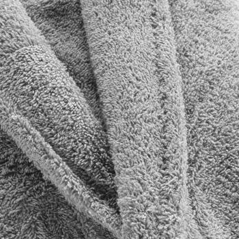 Preview: Peignoir en éponge – peignoir de sauna pour elle & lui, coton de qualité – gris, taille unique avec taille réglable – doux, moelleux & absorbant