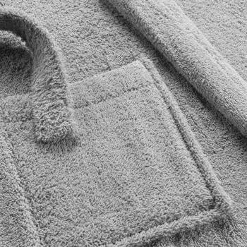 Preview: Peignoir en éponge – peignoir de sauna pour elle & lui, coton de qualité – gris, taille unique avec taille réglable – doux, moelleux & absorbant