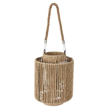 Lanterna in materiale naturale, lanterna con manico, marrone, 19,5 x 19,5 cm