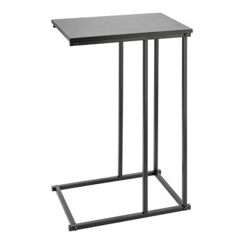Preview: Slide-under coffee table – functional C-shaped side table – black, 40x26x58 cm – metal & MDF – space-saving for sofa & bed