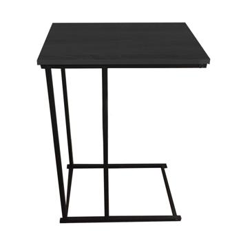 Preview: Slide-under coffee table – functional C-shaped side table – black, 40x26x58 cm – metal & MDF – space-saving for sofa & bed