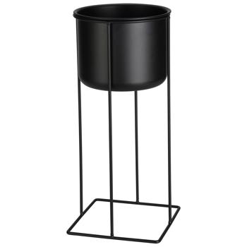 Preview: Blumentopfständer Set Metall - 2er-Set Schwarz - Elegante Pflanzenständer für den Innenbereich - Robust, platzsparend & dekorativ für Blumen & Kräuter