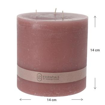 Preview: Candela a più stoppini, rosa, candela a colonna con 3 stoppini, 14 x 14 cm