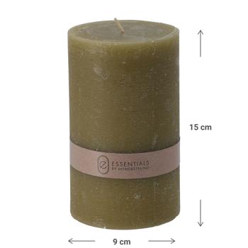 Preview: Candela a colonna oliva, Ø 9 x altezza 15 cm