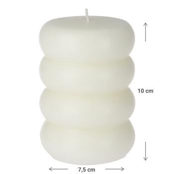 Preview: Candela decorativa Donut, bianca, Ø 7,5 x 10 cm