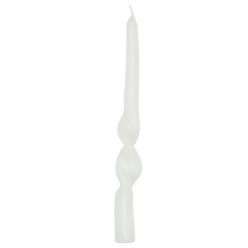 Preview: Candela decorativa, forma attorcigliata, set di 2, candela d‘atmosfera, bianca, Ø 2,5 x 25 cm