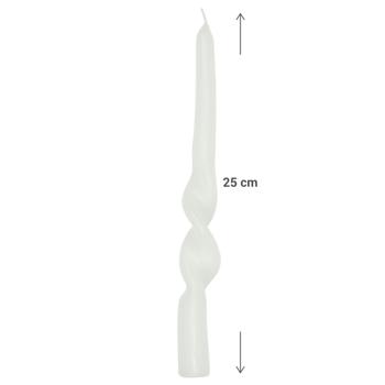 Preview: Candela decorativa, forma attorcigliata, set di 2, candela d‘atmosfera, bianca, Ø 2,5 x 25 cm