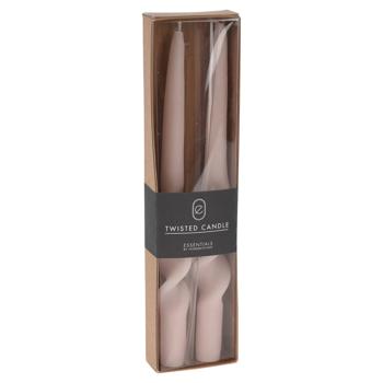Preview: Candela decorativa, forma ritorta, set di 2, candela d‘atmosfera, rosa, Ø 2,5 x 25 cm