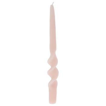 Preview: Candela decorativa, forma ritorta, set di 2, candela d‘atmosfera, rosa, Ø 2,5 x 25 cm