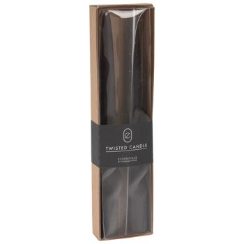 Preview: Candela decorativa, forma ritorta, set di 2, candela d‘atmosfera, antracite, Ø 2,5 x 25 cm