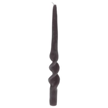 Preview: Candela decorativa, forma ritorta, set di 2, candela d‘atmosfera, antracite, Ø 2,5 x 25 cm