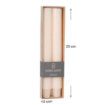 Preview: Set di 2 candele a bastoncino per portacandele, candele fini, bianco, 3 x 25 cm