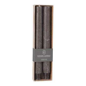 Set di 2 candele a bastoncino per portacandele, candele fini, grigio, 3 x 25 cm