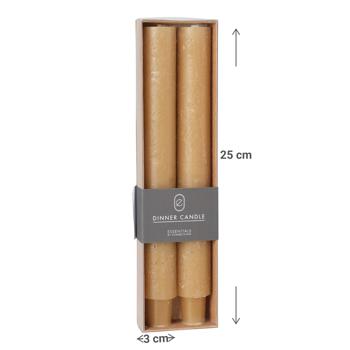 Preview: Set di 2 candele a bastoncino per portacandele, candele nobili, ocra, 3 x 25 cm