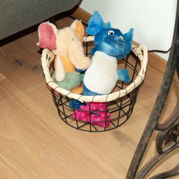 Preview: Elegante set di 3 cestini in filo di ferro con bordo in bambù, Ø 35/30/26 cm - Soluzione decorativa e robusta - Moderno richiamo visivo