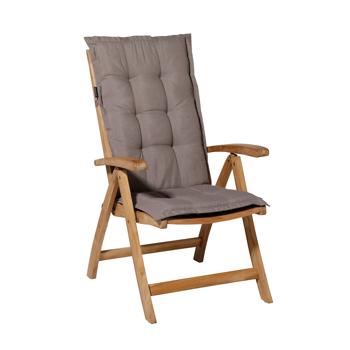 Preview: Hochlehner-Auflage taupe 123x50 cm - Weiches Gartenstuhlkissen mit Bindebändern - UV-Schutz - 70% recyceltes Material für hohen Komfort