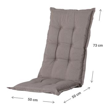 Preview: Hochlehner-Auflage taupe 123x50 cm - Weiches Gartenstuhlkissen mit Bindebändern - UV-Schutz - 70% recyceltes Material für hohen Komfort