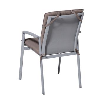 Preview: Coussin de jardin dossier bas taupe 97x49cm - Moelleux, confortable, attaches, protection UV - Fabriqué en matières recyclées, durable