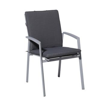 Preview: 2-piece soft & comfortable low backrest cushion, 97x49cm, gray - garden chair cushion for relaxed sitting outdoors, comfortable padding