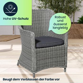 Preview: 4er Set Bequemes Outdoor-Stuhlkissen (48x48cm, Grau): Komfortables Sitzkissen für Garten- & Essstühle, Made in Europe – für maximalen Sitzkomfort