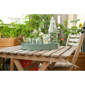 Preview: Set di 2 vassoi da portata in metallo, Retro, Verde / Bianco, 39 x 24 x 7 cm