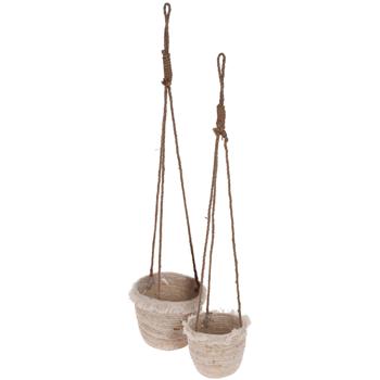 2-piece set of hanging flower pots, seagrass