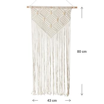 Preview: Décoration murale macramé, tapisserie Boho en coton, 43 x 80 cm