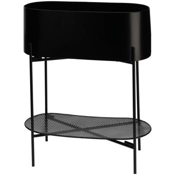 Preview: 2er-Set Metall-Pflanzständer Schwarz - Robuster Blumenständer mit separaten Schalen - Moderne Optik - 50x60 cm und 40x45 cm für Innen & Aussen