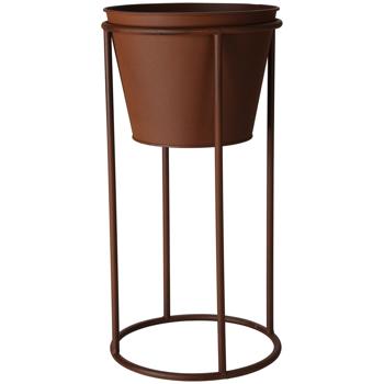 Preview: Supporto per vasi da fiori in metallo, set di 2 supporti per piante. ruggine, 2 dimensioni