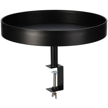 Klemm-Tisch Rund Schwarz Ø36cm - Flexibler Beistelltisch zum Anklemmen für Balkon & Tisch - Metall, wetterbeständig, bis 6.5cm Plattenstärke