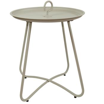 Preview: Table d‘appoint en métal avec crochet de transport, gris-beige, table de jardin 40 x 46 cm