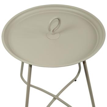Preview: Table d‘appoint en métal avec crochet de transport, gris-beige, table de jardin 40 x 46 cm